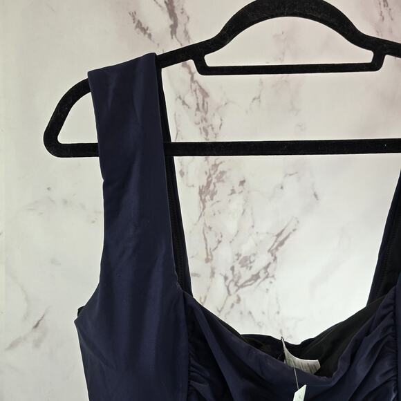 J Crew Swim 22 3X Blue One Piece Square Neck Ruched Bikini Coverage - Picture 13 of 14